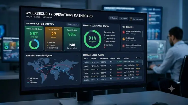 Security engineer reviewing cloud architecture configuration on a dashboard