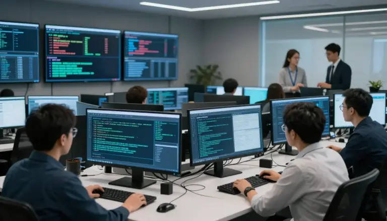 Cybersecurity operations team monitoring cloud security logs