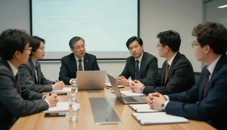 Executive boardroom deciding between in-house and outsourced DevOps